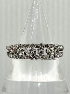 Vintage SCHOFFEL Austria Crystal Brilliant Rhinestone Cuff Bracelet Safety Chain